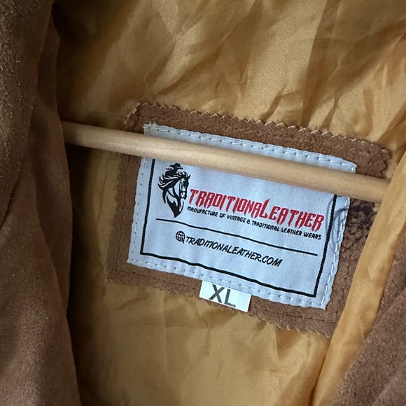 Vintage Western Fringe Suede Leather Jacket Tan Brown Men’s XL Heavy Quality - Picture 2 of 9